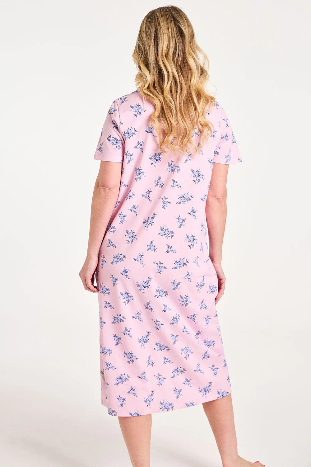 100% Cotton Floral Print Nightdress with Lace Detail