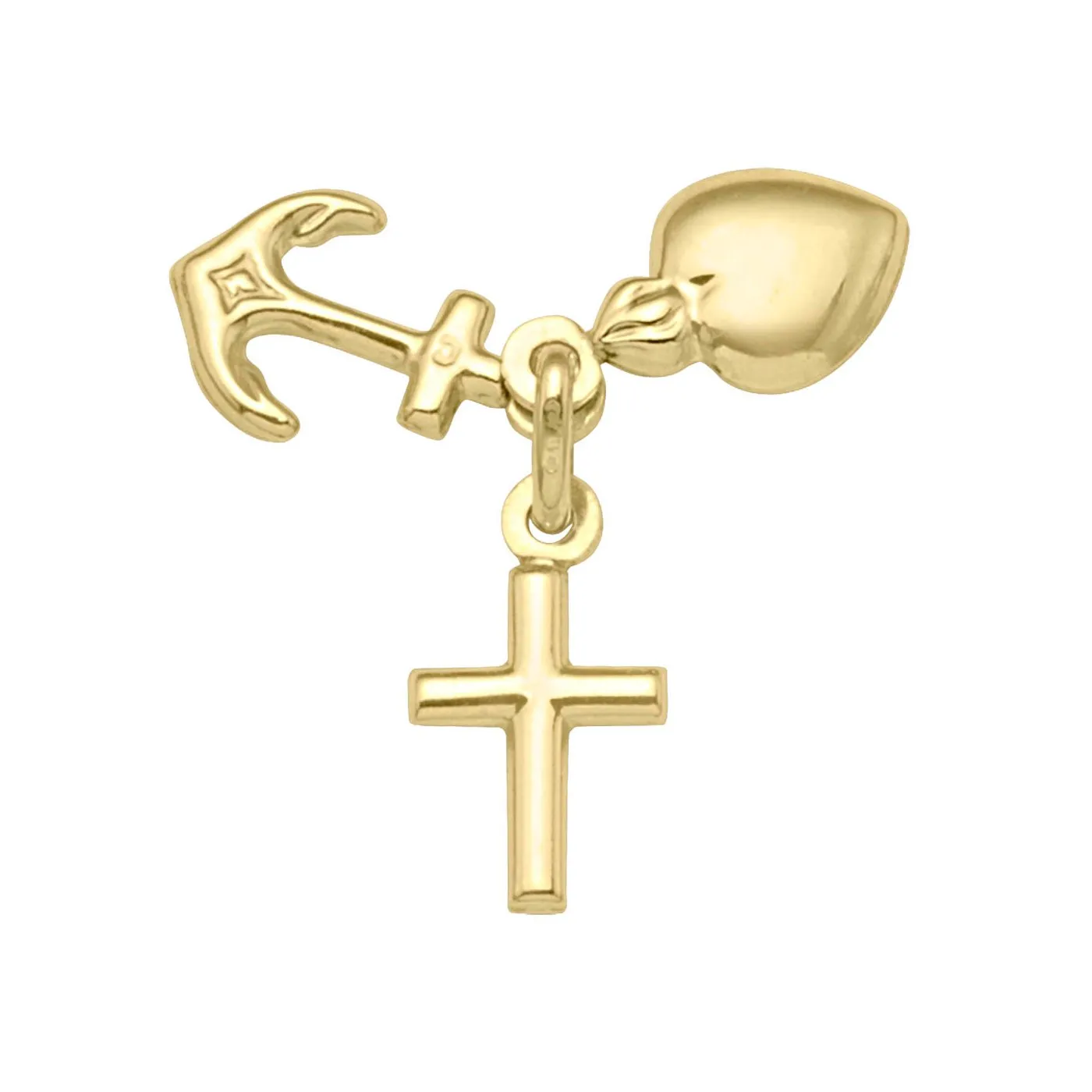 (10K, 14K, 18K) Yellow Gold Love, Hope and Faith Charm Pendant