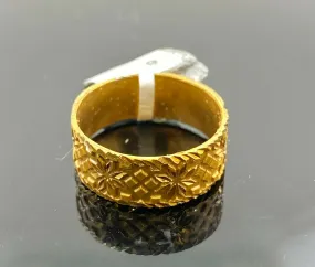 22k Ring Solid Gold ELEGANT Floral Print Geometric Band r2329