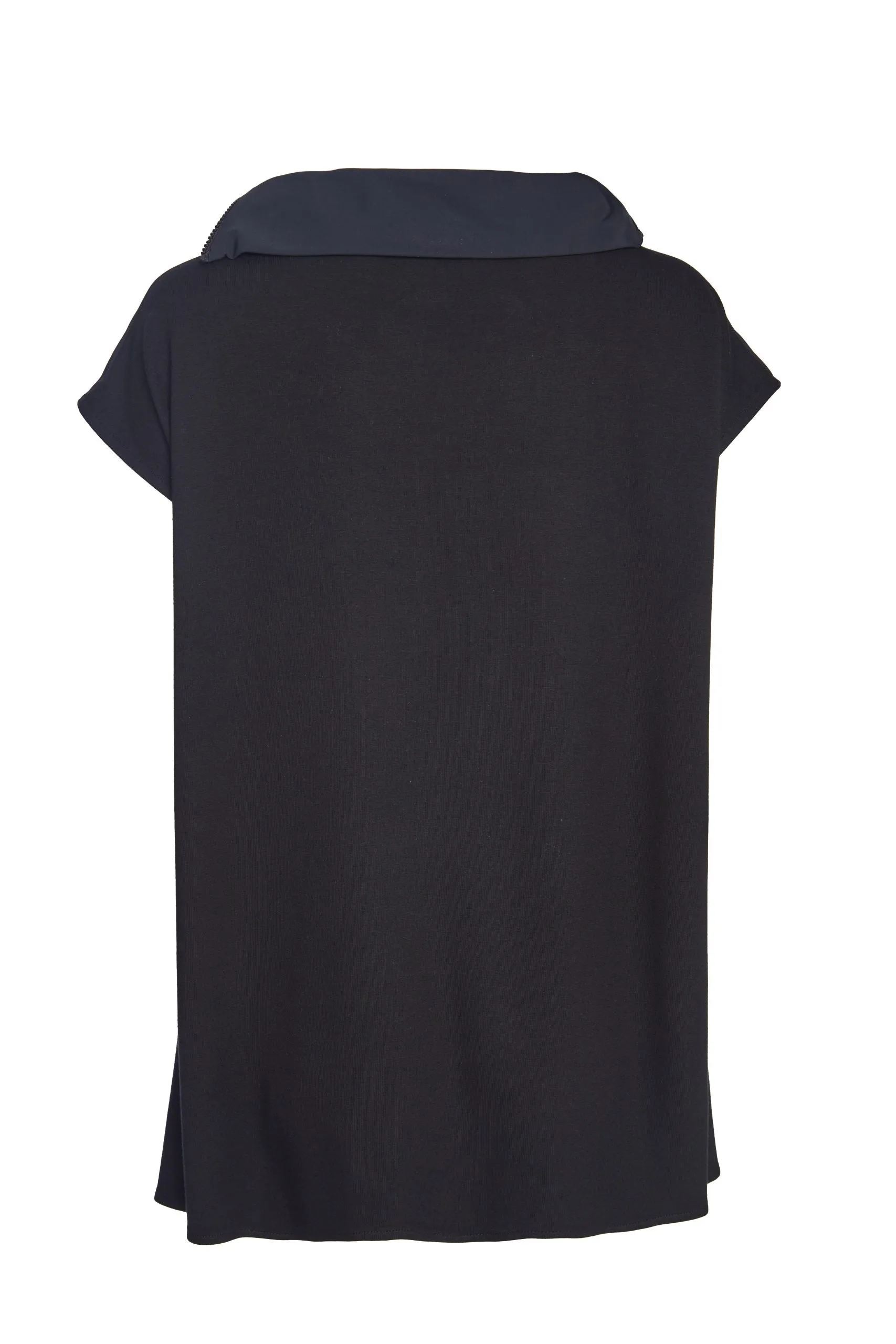 266 Polo Neck Top w/ Contrast Panels Navy- Naya