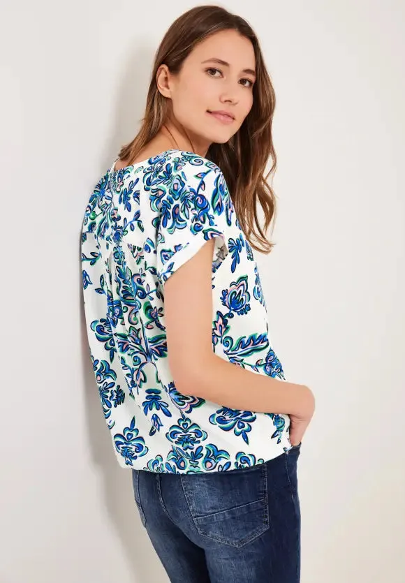 344025- White Ornament Print Blouse