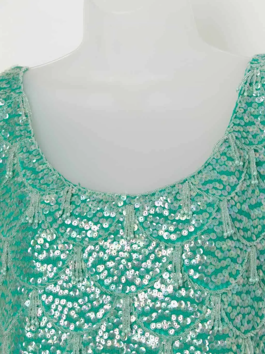 60s vintage beaded sequin top in teal – Medium / Large