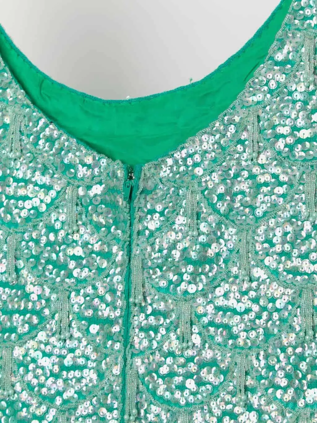 60s vintage beaded sequin top in teal – Medium / Large