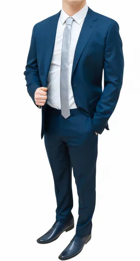 Abito completo uomo blu slim fit elegante blazer giacca con pantaloni