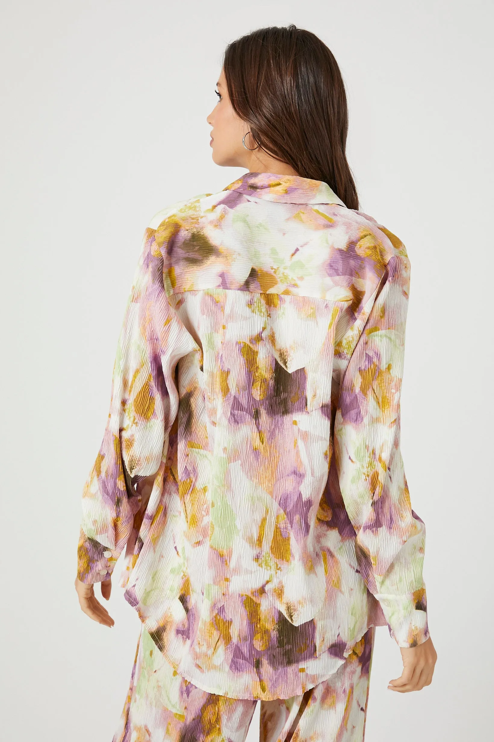 Abstract Floral Print Oversized Shirt