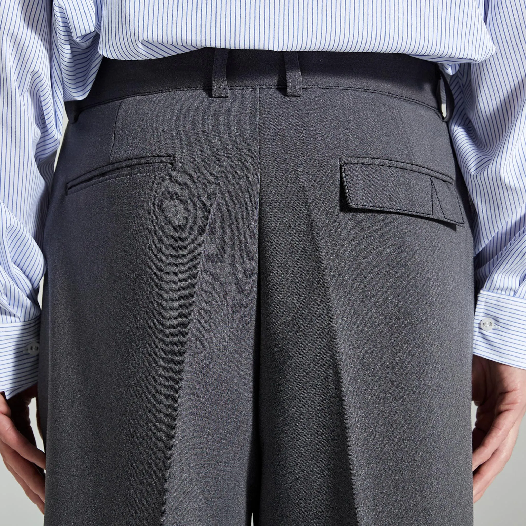 ADD Belt Stitch Extra Super Wide Trouser Grey