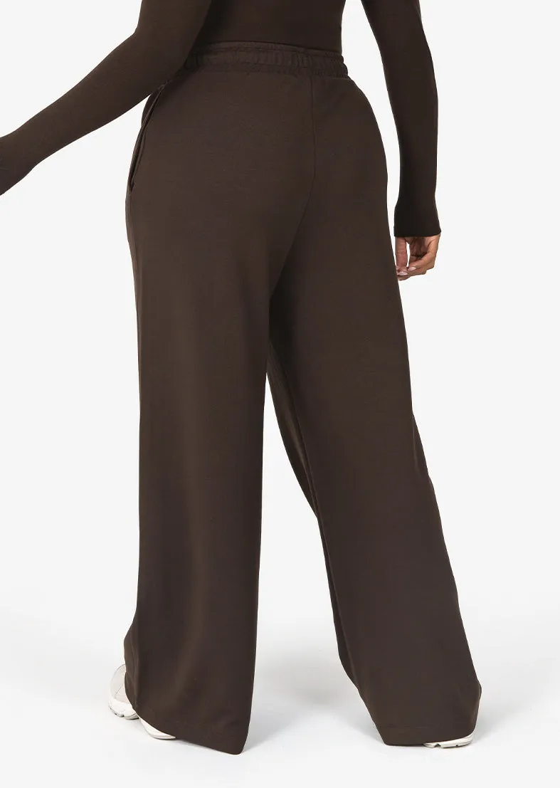 All-Around Lounge Wide Leg Trouser Short length Coffee