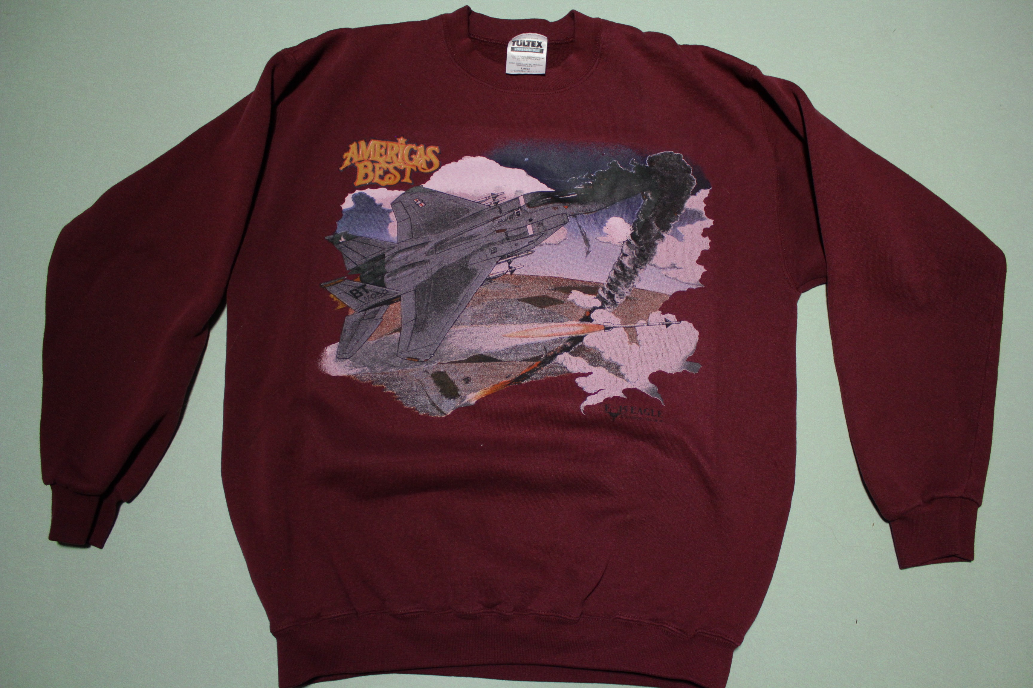 Americas Best F-15 Fighter Jet Vintage 80's 90's Crewneck Sweatshirt