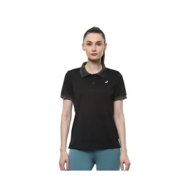 ASICS Women's Ribbed Polo Top (Performance Black)