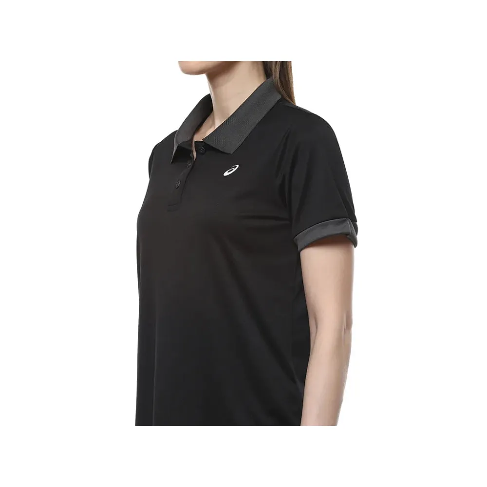 ASICS Women's Ribbed Polo Top (Performance Black)