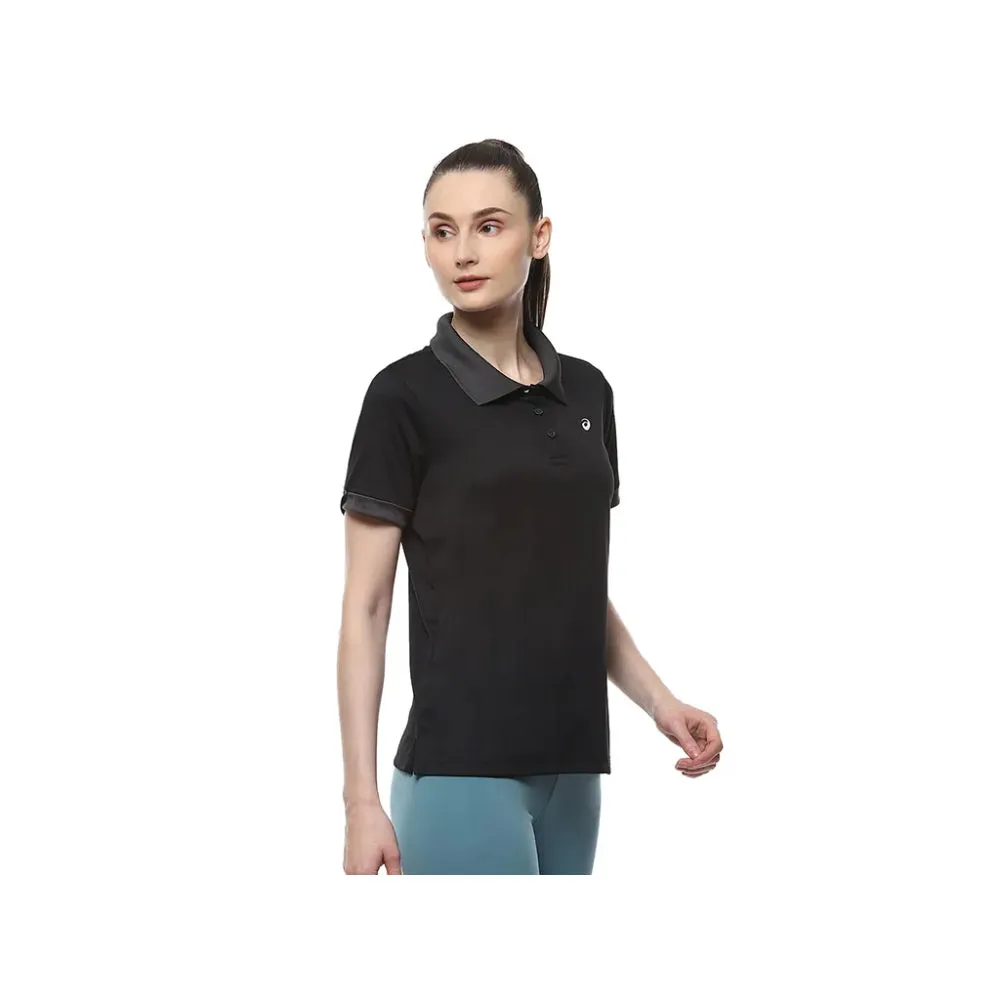 ASICS Women's Ribbed Polo Top (Performance Black)