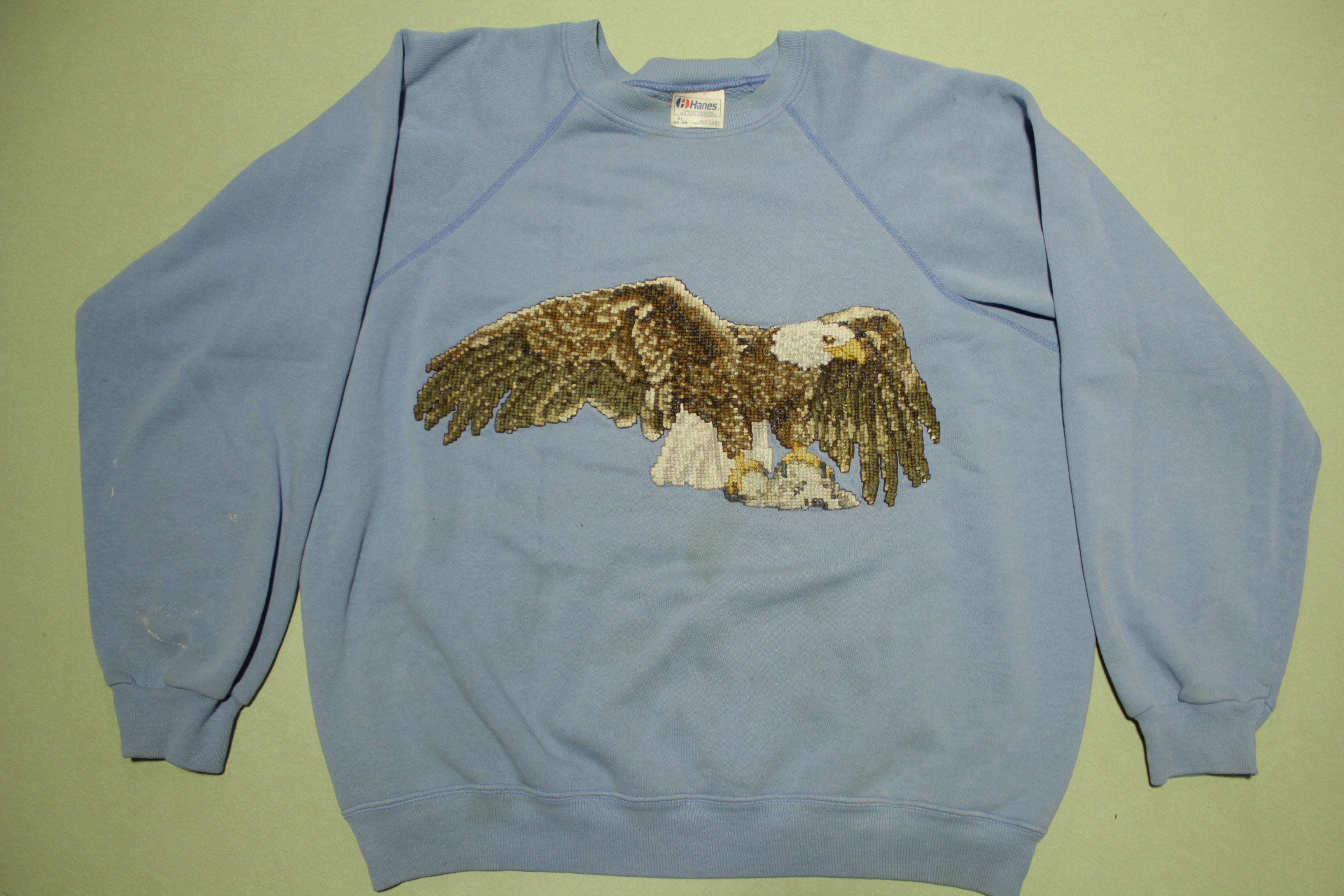 Bald Eagle Needle Point Vintage 80's Crewneck Hanes USA Sweatshirt