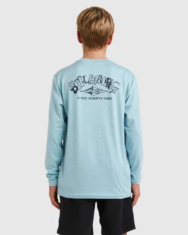 Billabong Boys Ransom Loose Fit Long Sleeve Rashie - Coastal Blue Heather