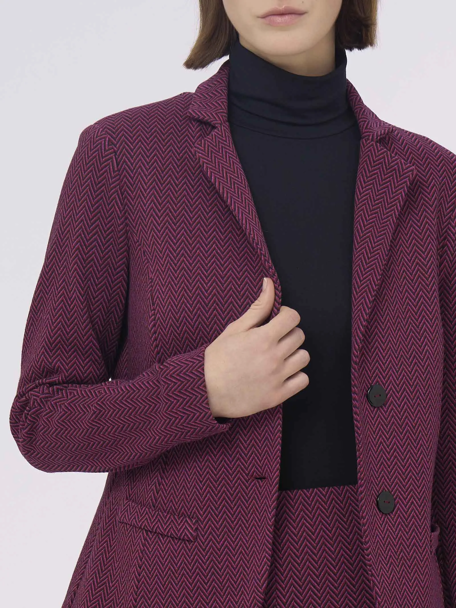 Blazer a 2 bottoni in Eco Jacquard - Fant. Tibetan Red