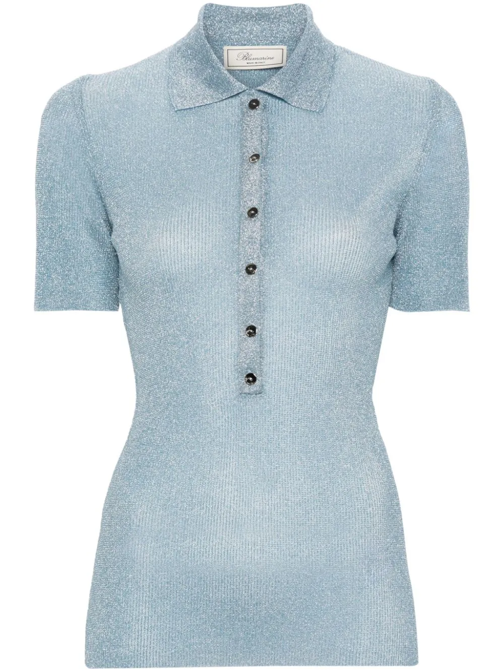 Blumarine lurex polo top - Blue