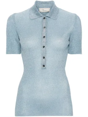 Blumarine lurex polo top - Blue