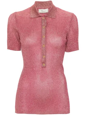 Blumarine lurex polo top - Pink