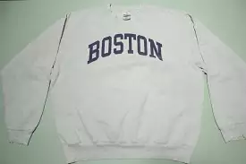 Boston Mass Vintage 90's Gray Big Spellout Crewneck Sweatshirt