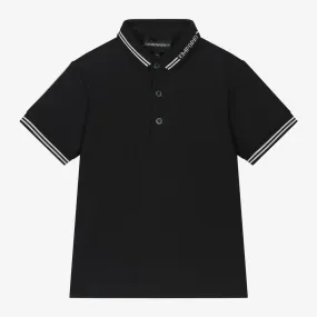 Boys Navy Blue Cotton Piqué Polo Top