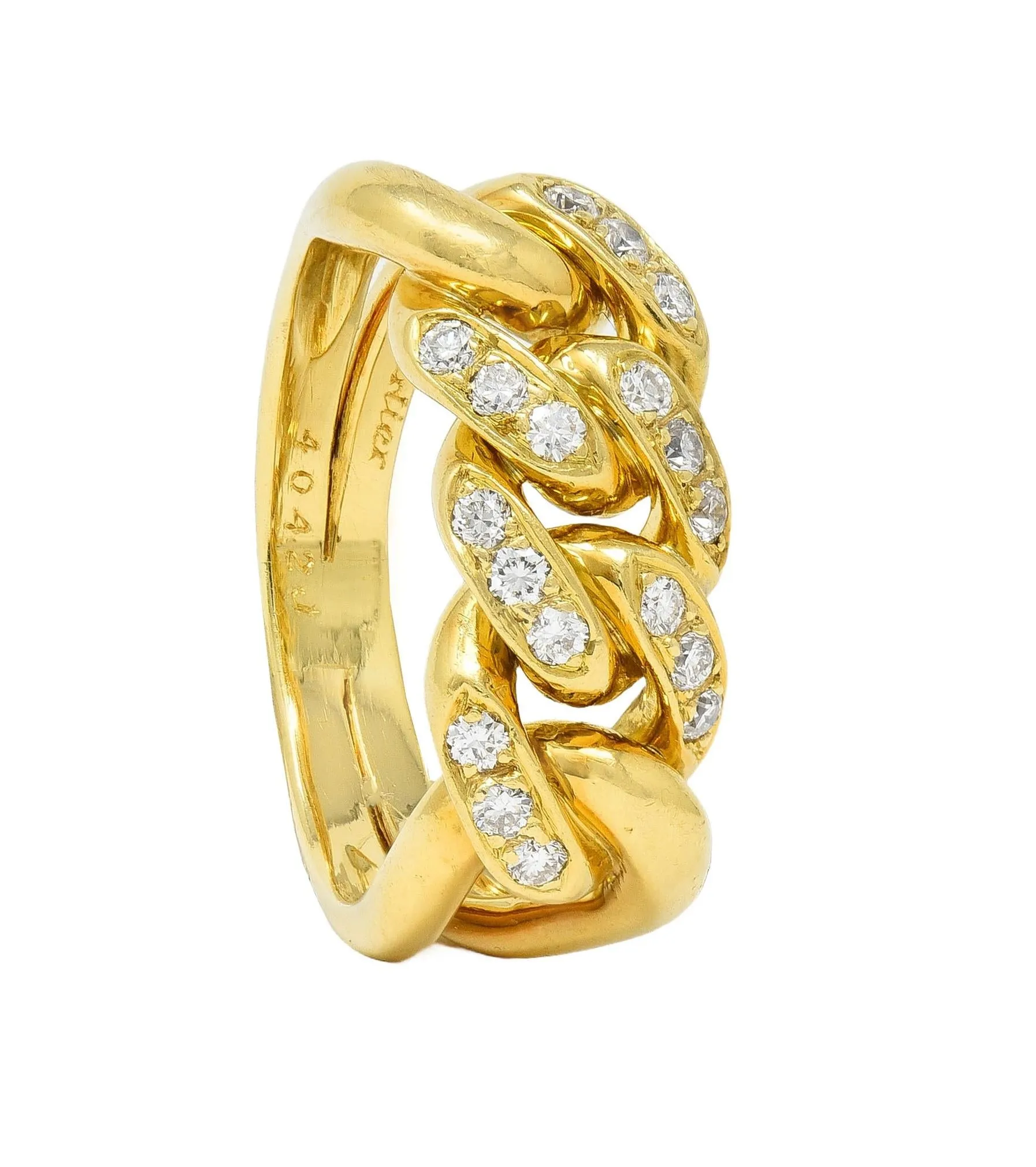 Cartier 1970's 0.54 CTW Diamond 18 Karat Yellow Gold Vintage Chain Link Ring