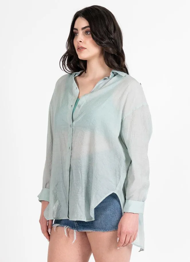 C'est Moi Tie Back Blouse In Mint