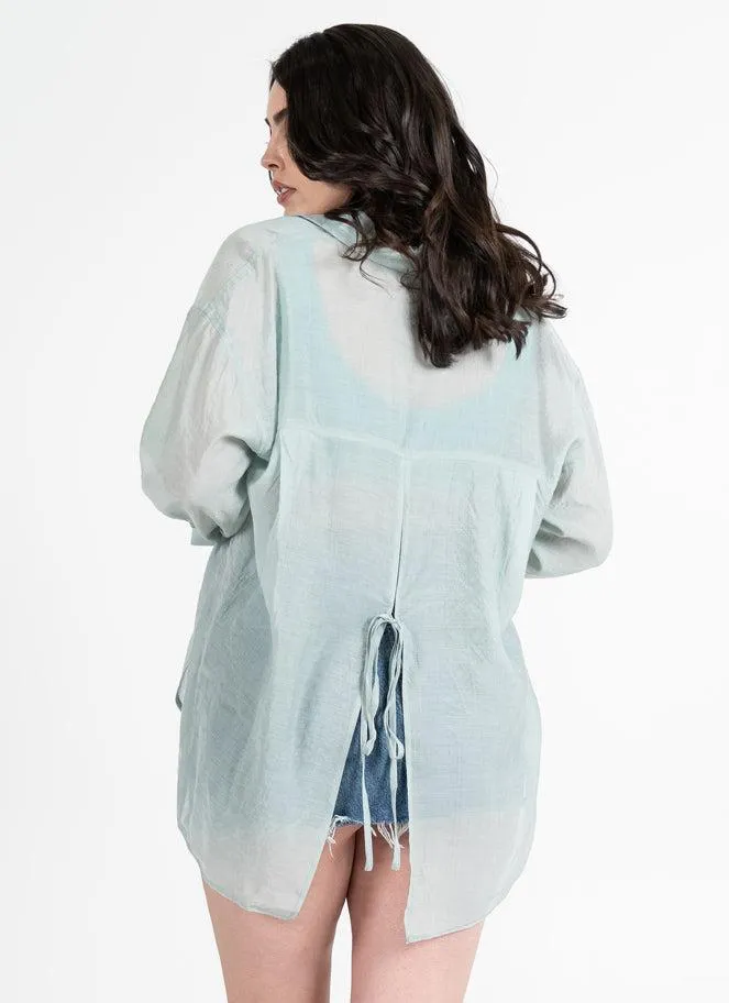 C'est Moi Tie Back Blouse In Mint