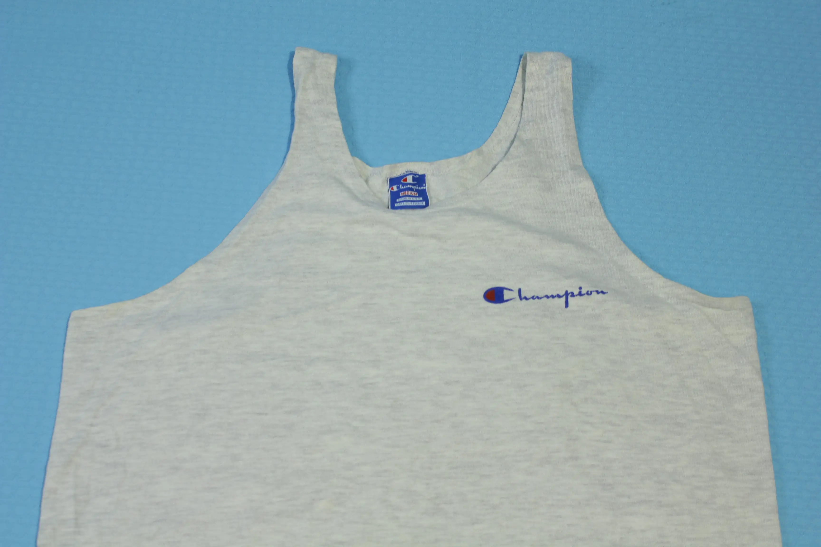 Champion Vintage 80's Heathered Gray Script Spellout Made in USA Tank Top Shirt