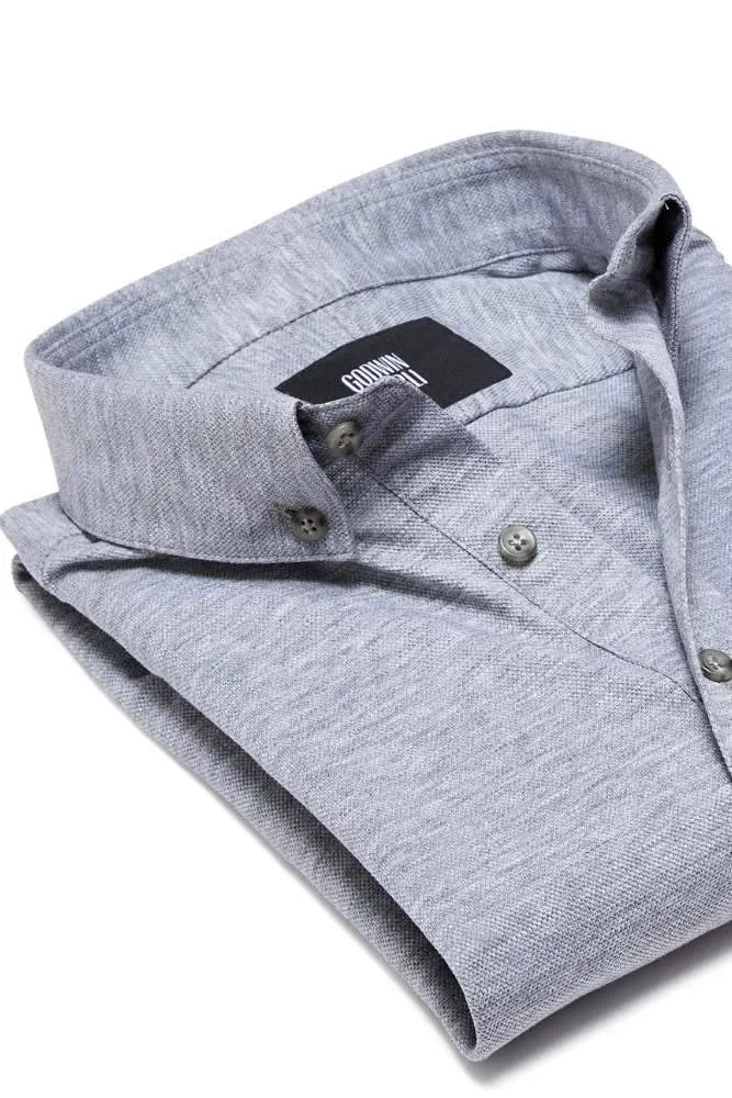 Christian Short Sleeve Polo Top - Grey Cotton Pique