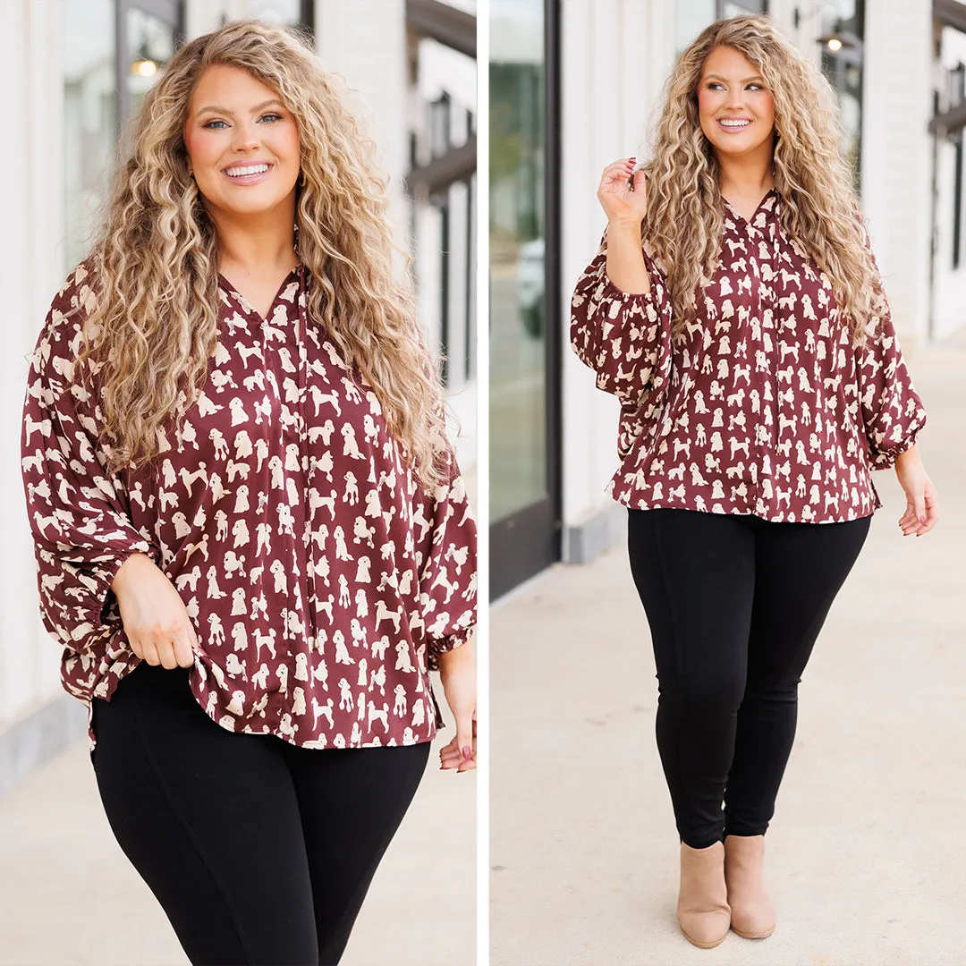 Coffee & Puppies Top, Brown