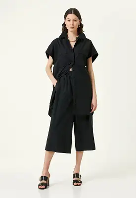 Collection Wide Leg Cropped Trouser Black