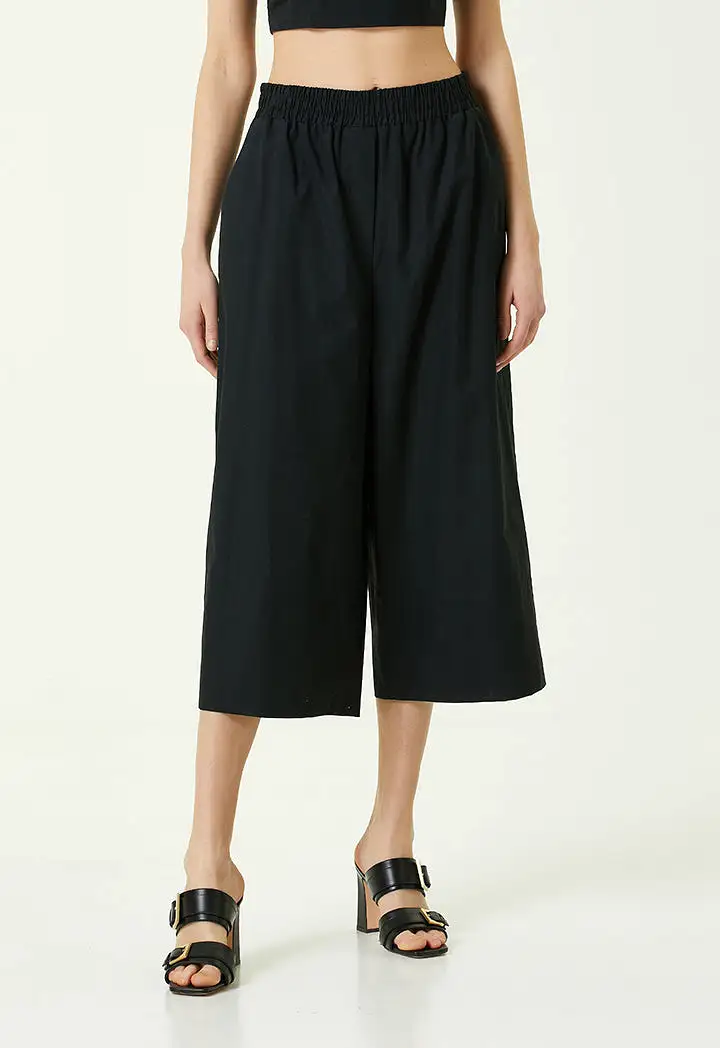 Collection Wide Leg Cropped Trouser Black