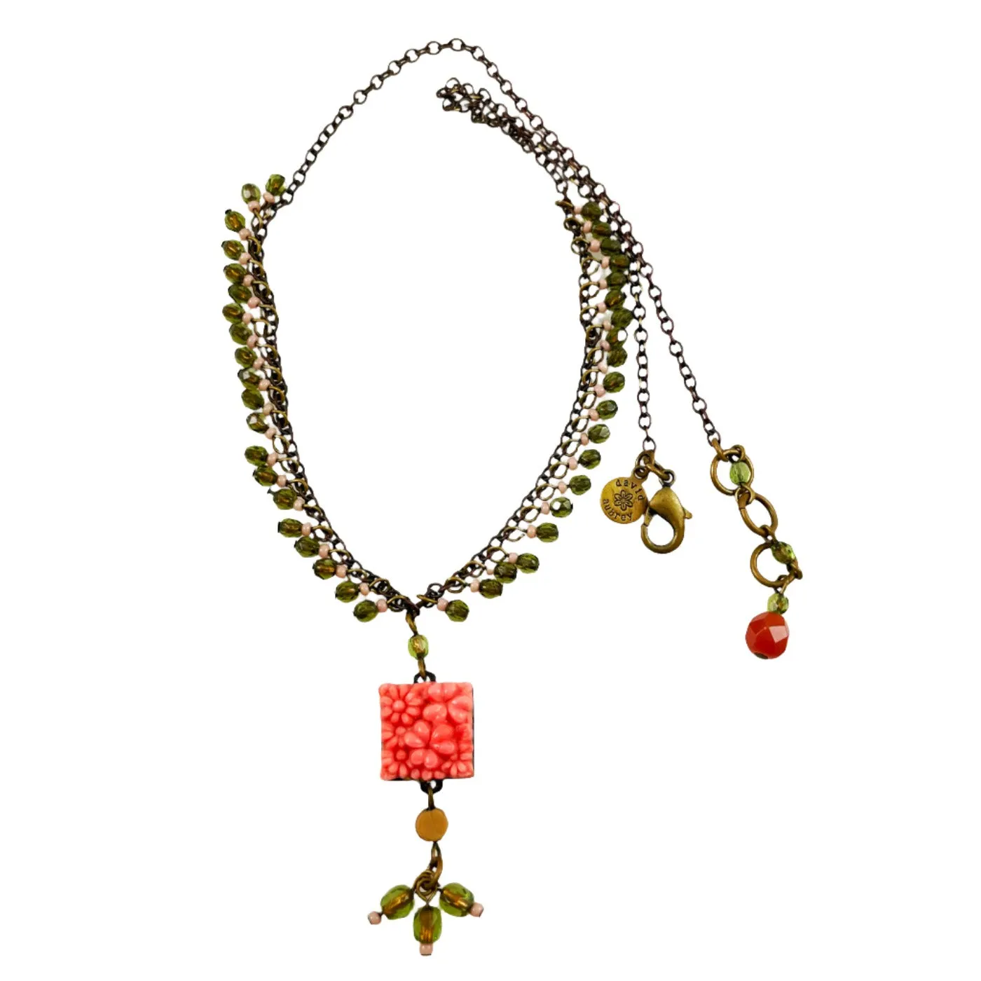 Coral & Green Designer Necklace by David Aubrey