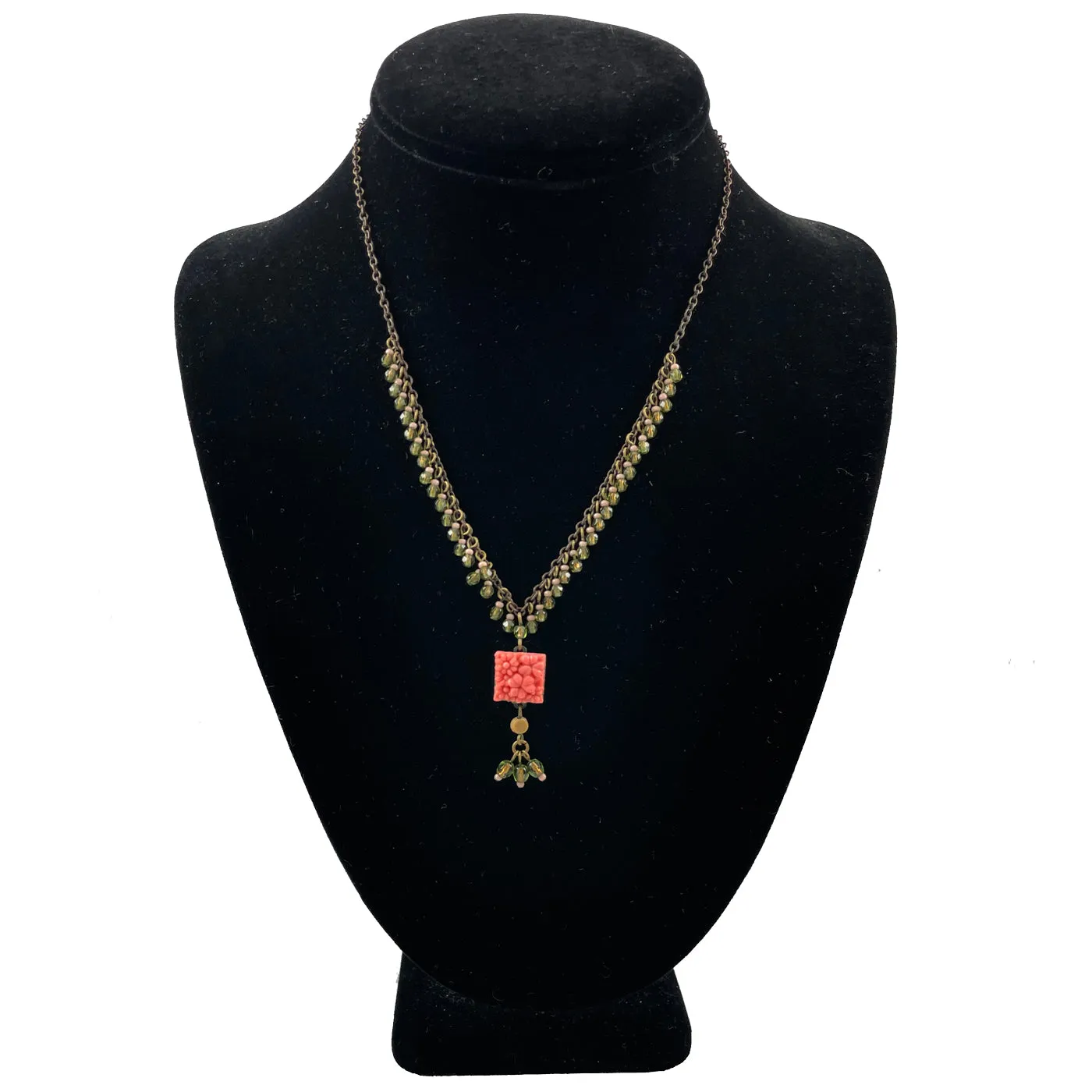 Coral & Green Designer Necklace by David Aubrey