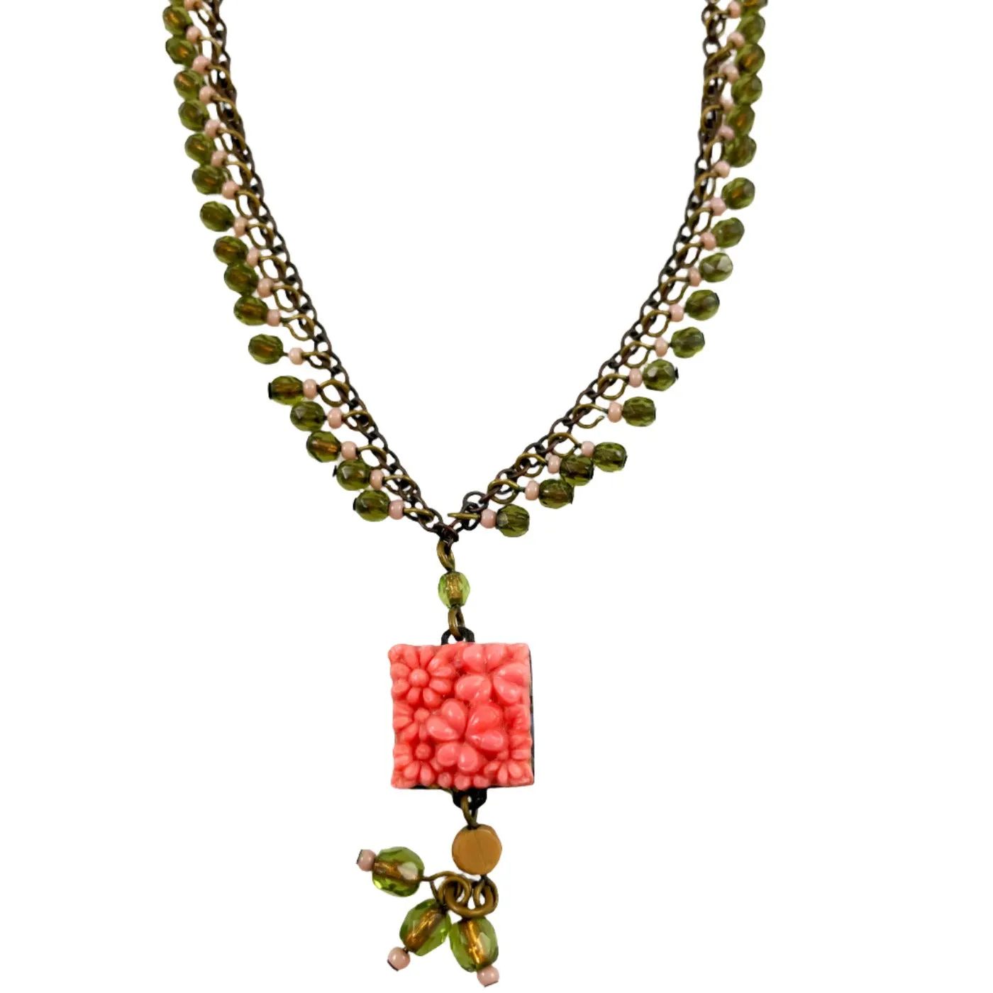 Coral & Green Designer Necklace by David Aubrey