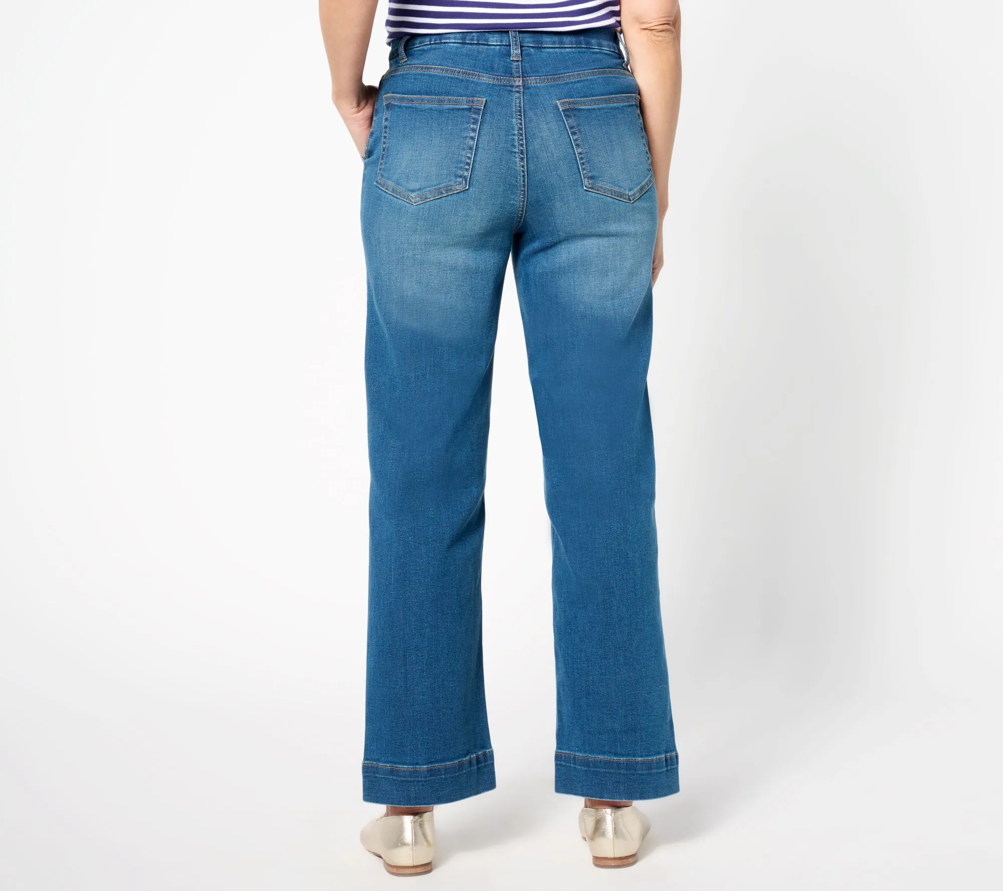 Denim & Co. Easy Stretch Denim Tall Wide Leg Trouser