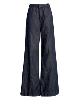 Denim Wide Leg Trouser (Indigo Linen)