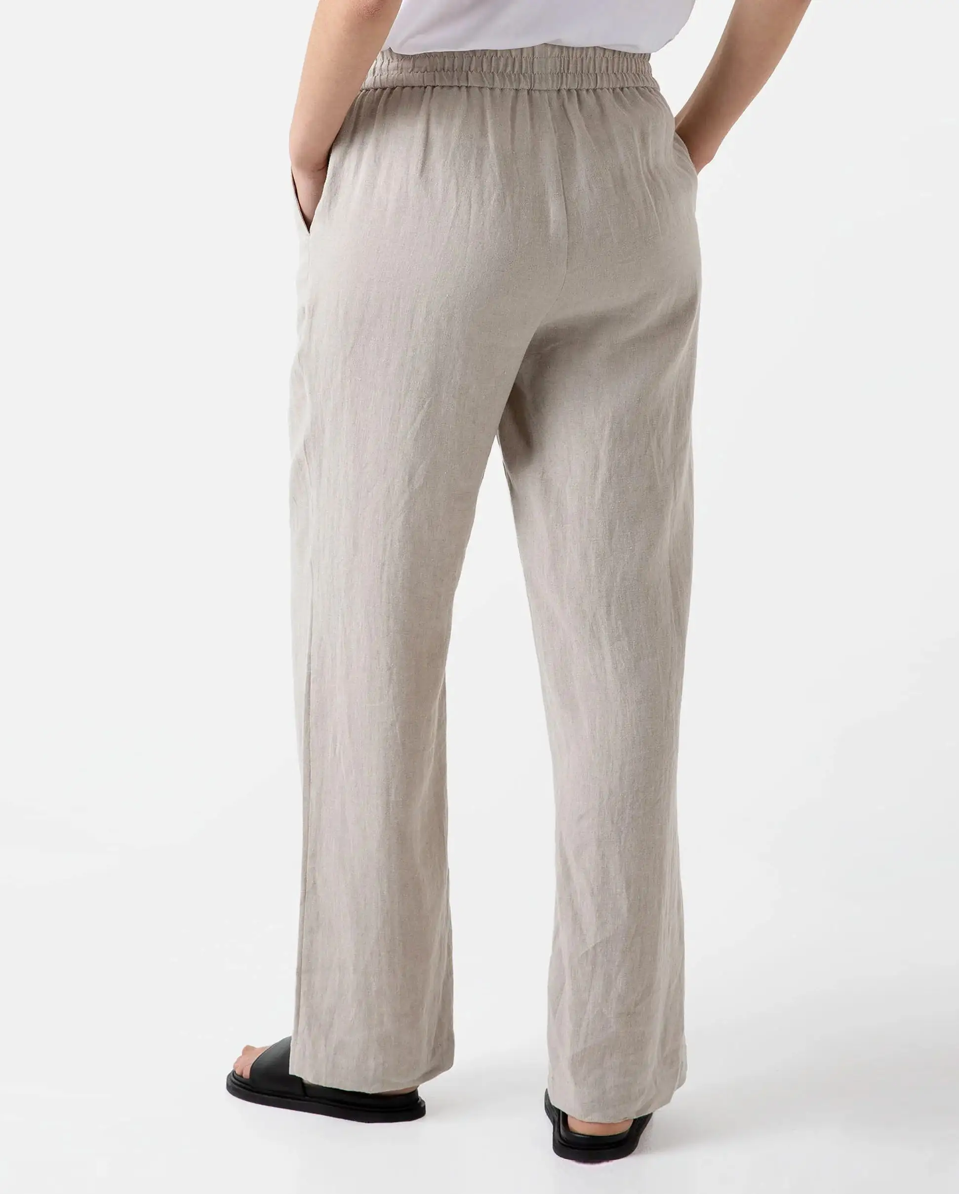 DRAWSTRING WIDE LEG TROUSER / LIGHT SAND