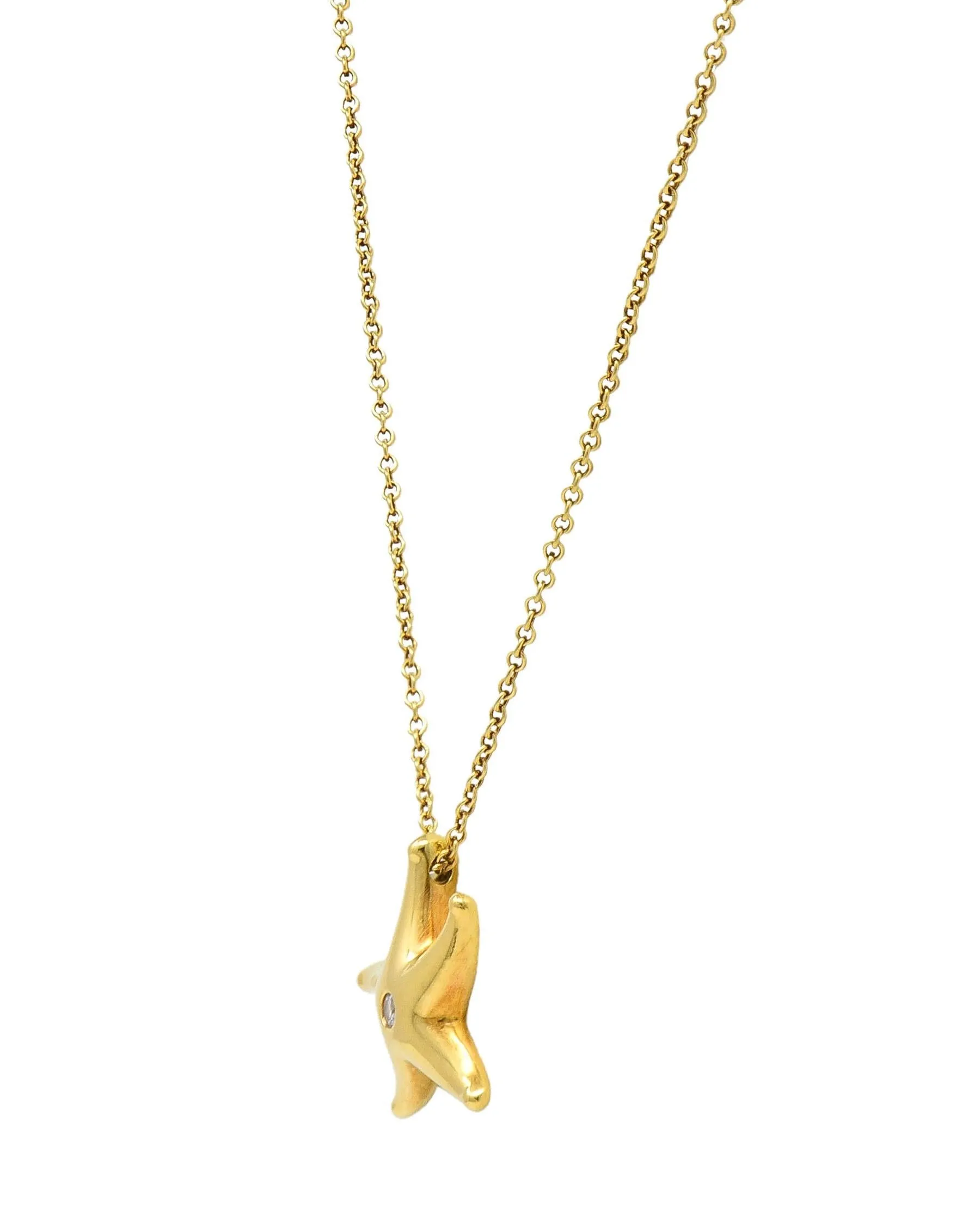 Elsa Peretti Tiffany & Co. 1990's 18 Karat Yellow Gold Vintage Starfish Pendant Necklace