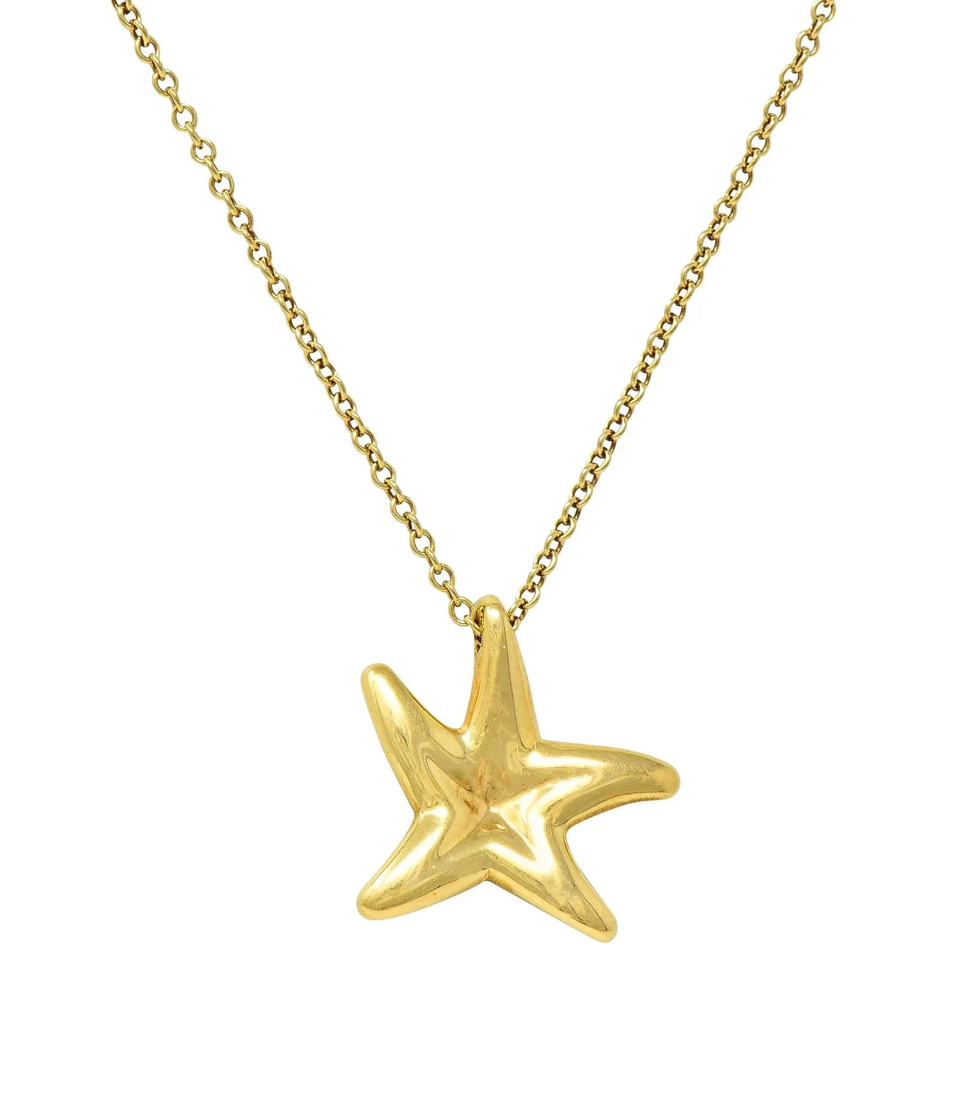 Elsa Peretti Tiffany & Co. 1990's 18 Karat Yellow Gold Vintage Starfish Pendant Necklace