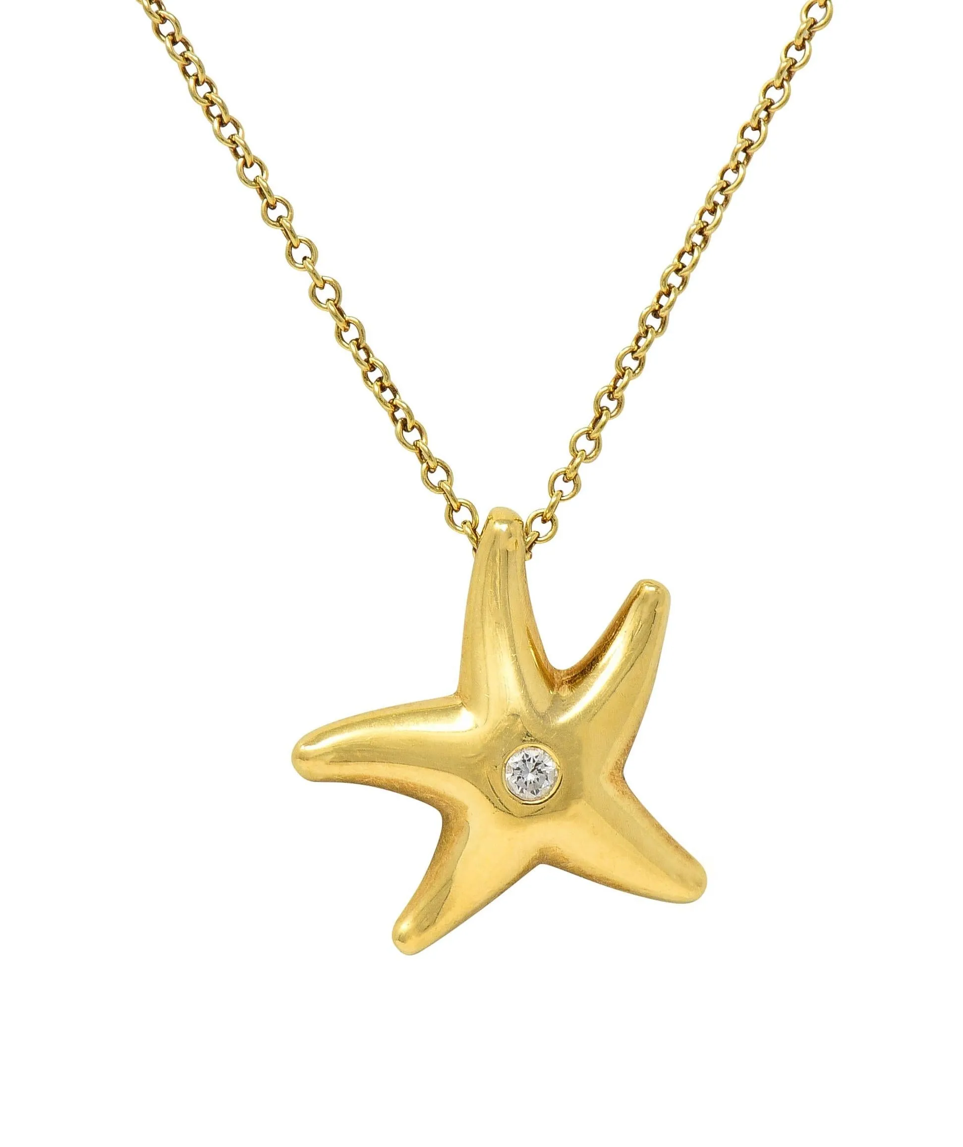 Elsa Peretti Tiffany & Co. 1990's 18 Karat Yellow Gold Vintage Starfish Pendant Necklace