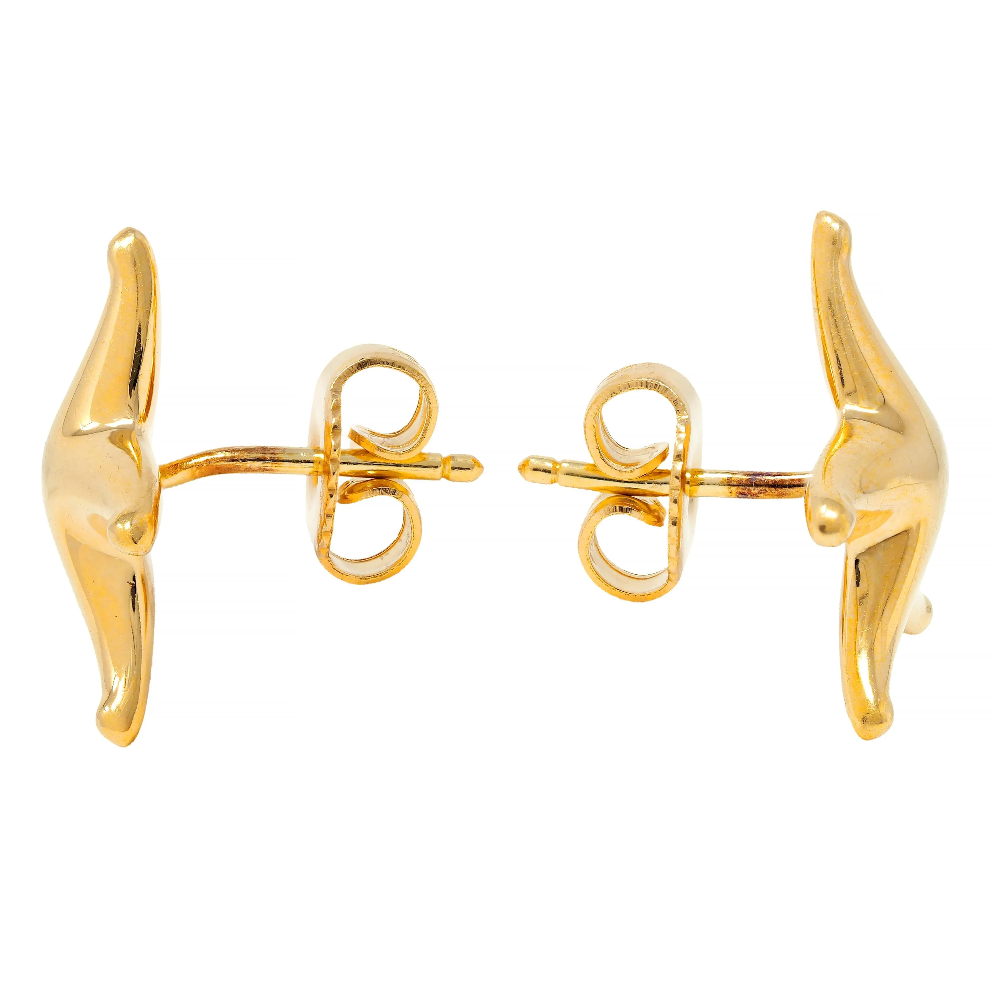 Elsa Peretti Tiffany & Co. 1990's 18 Karat Yellow Gold Vintage Starfish Stud Earrings