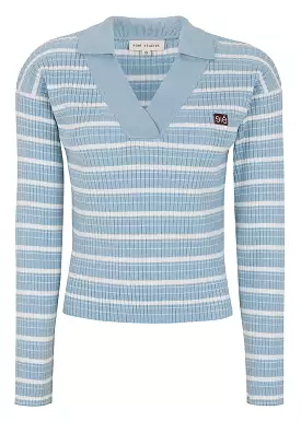 Esmé Studios Aura Polo Bluse ES123-206 Blue Fog Stripes