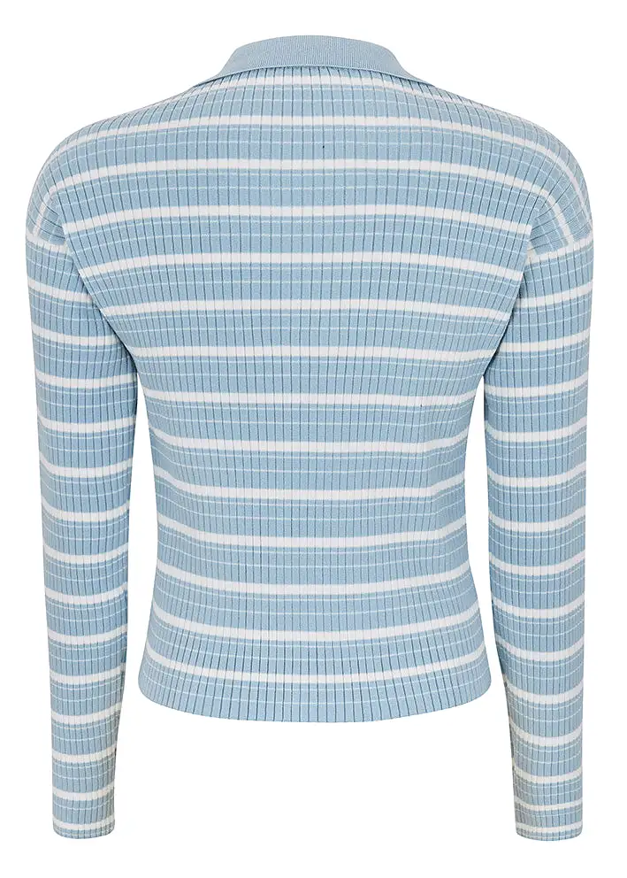 Esmé Studios Aura Polo Bluse ES123-206 Blue Fog Stripes