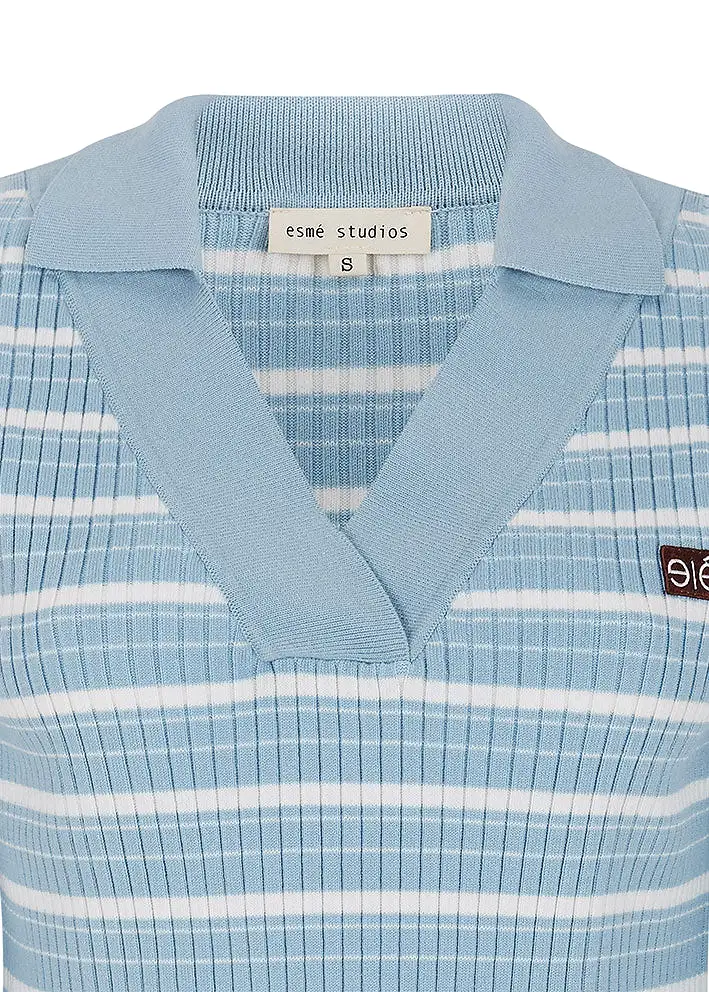 Esmé Studios Aura Polo Bluse ES123-206 Blue Fog Stripes