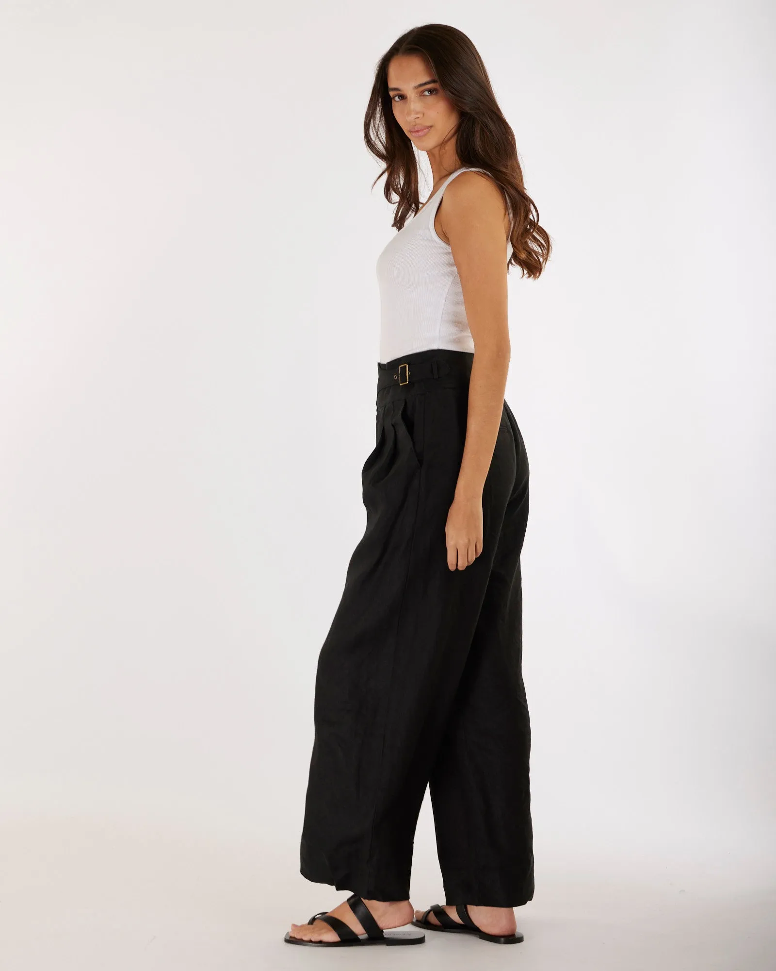 Eugene Linen Pant - Black