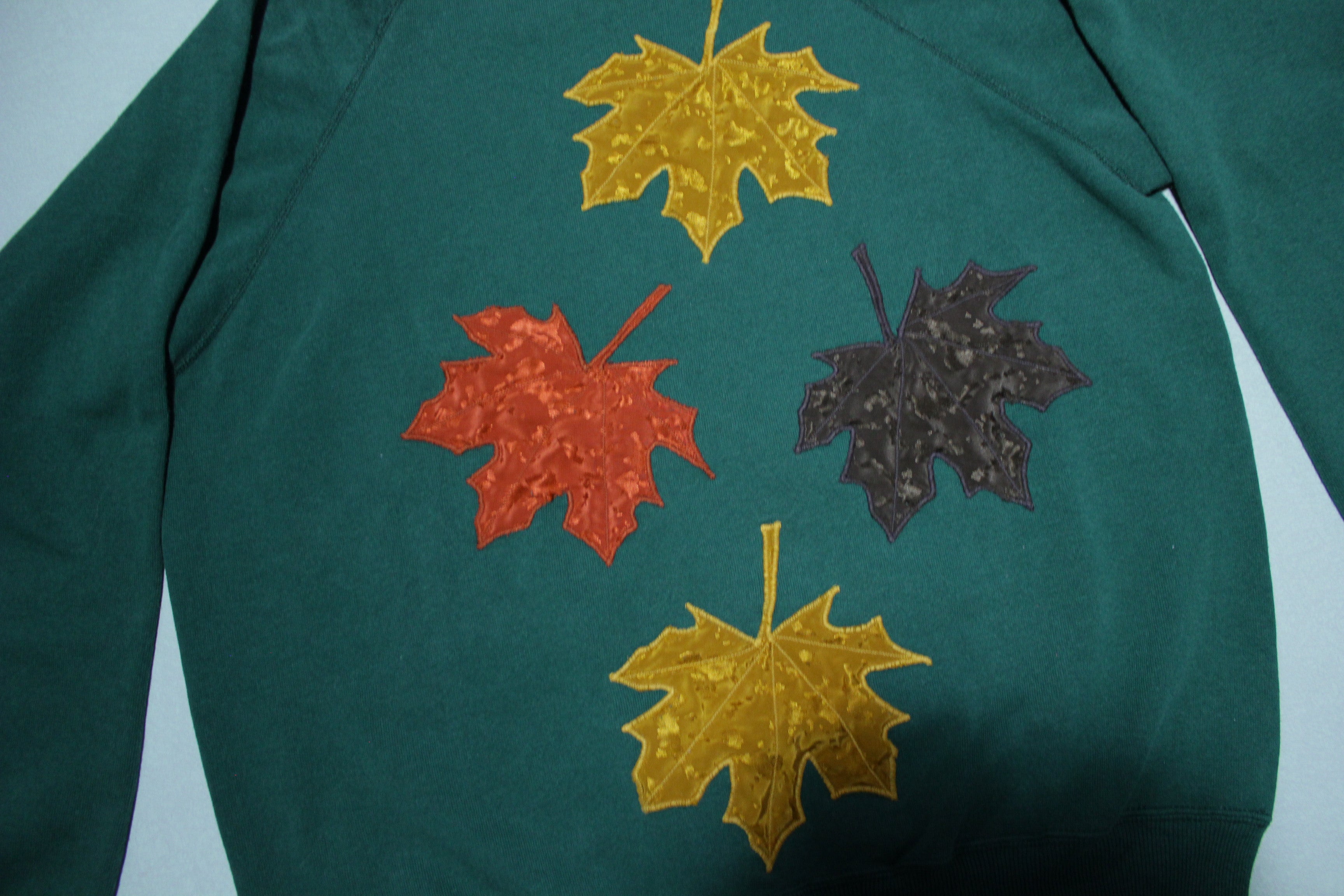 Fall Maple Leaf Vintage 90's Green Crewneck Hanes Sweatshirt