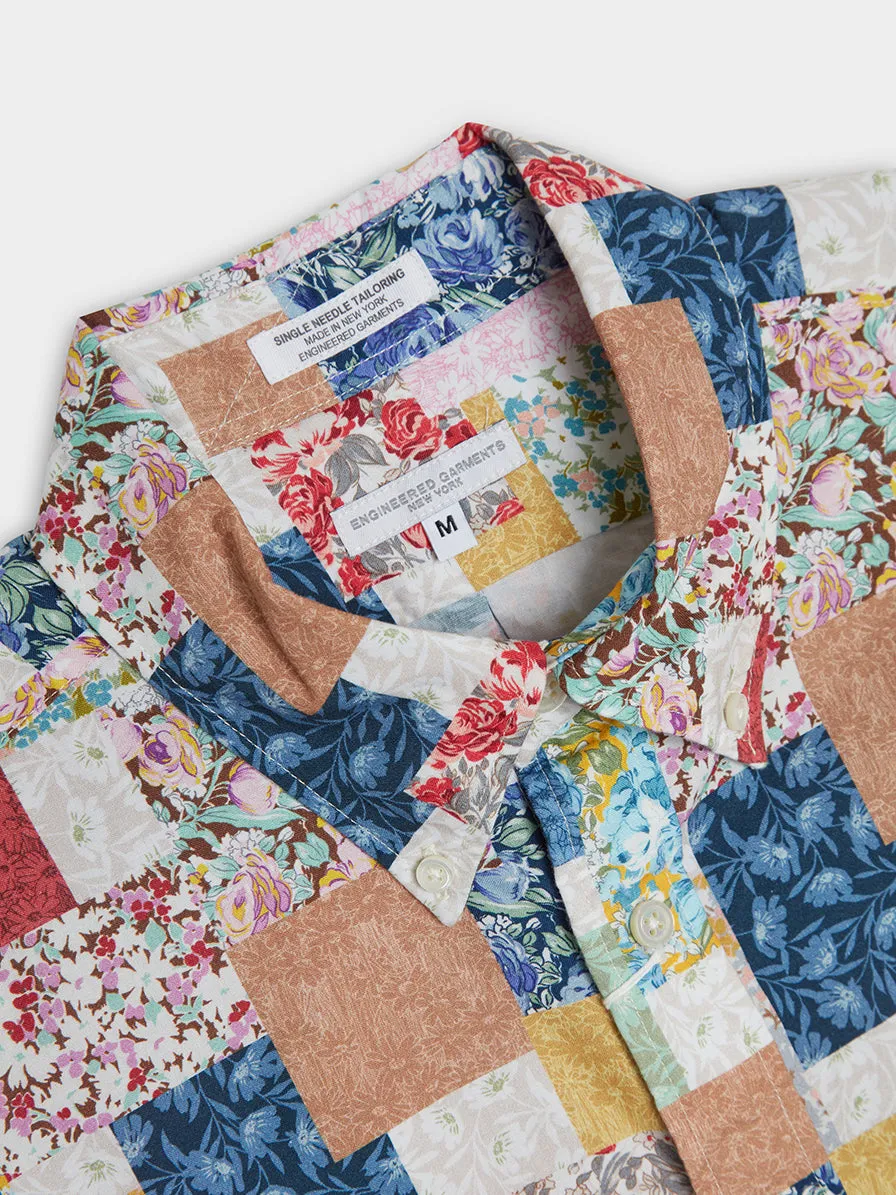 Floral Patchwork Print 19 Century BD Shirt, Multi Color