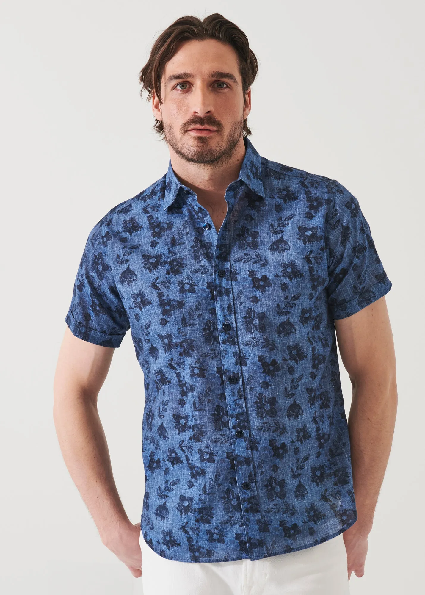 FLORAL PRINT LINEN SHIRT