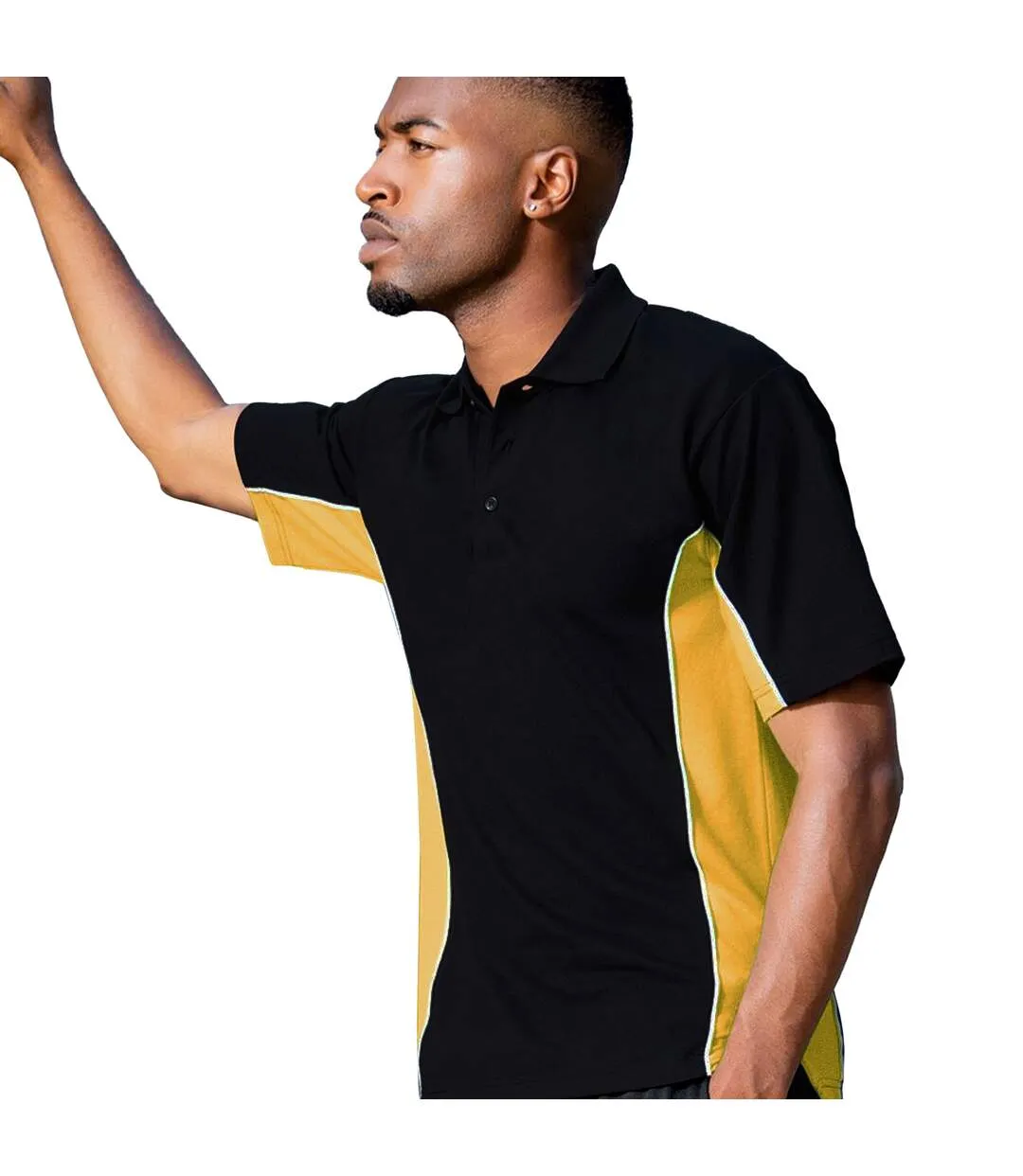 Gamegear® Mens Track Pique Short Sleeve Polo Shirt Top (Black/Sun Yellow/White) - UTBC412