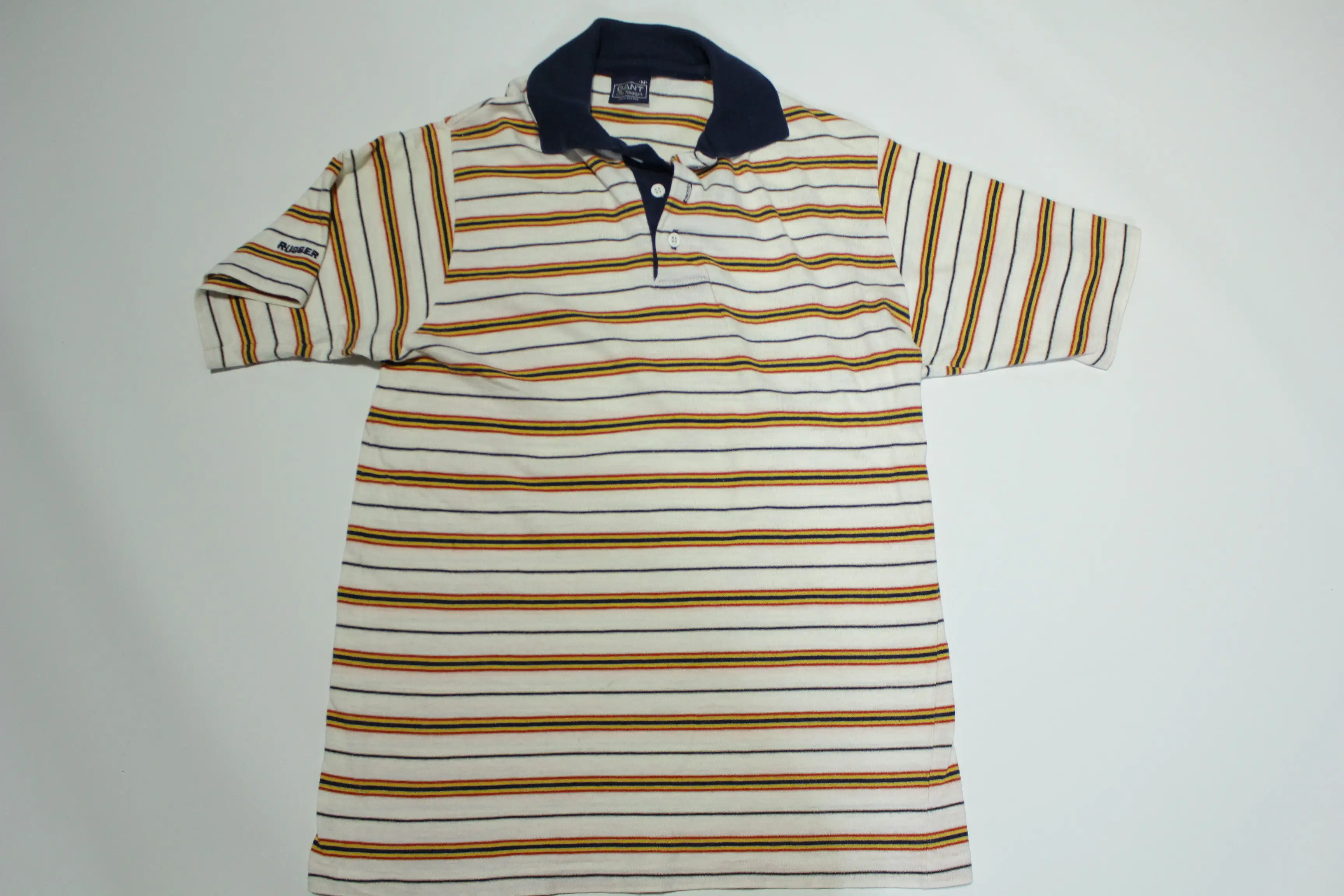 Gant The Rugger Made In USA Vintage 80's Striped Golf Polo Shirt